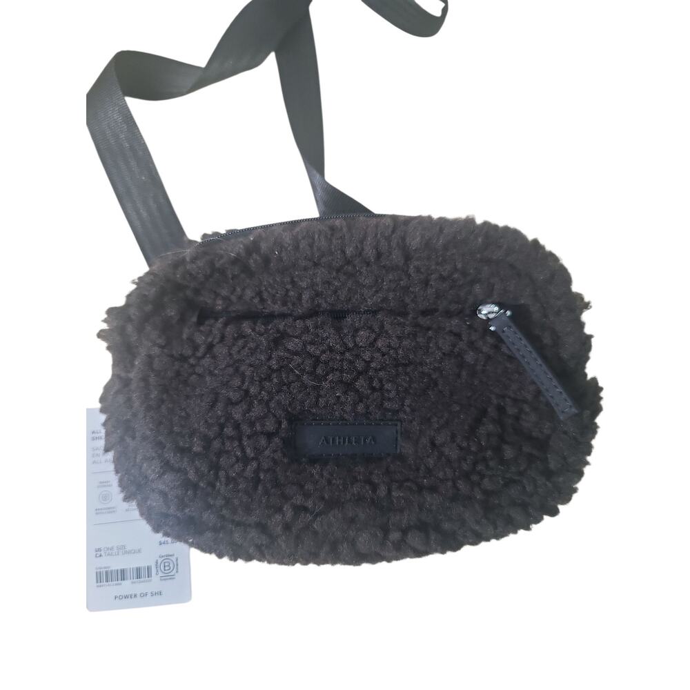 Athleta All About Shearling Belt Bag Brown Sherpa NWT